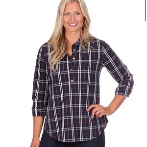 Duffield Lane Jewel Pointe Tunic in Navy Plaid Size Small